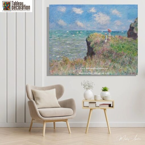 Passeio na Falésia, Pourville – Pintura Paisagem de Monet Claude Monet Master Apollon 3