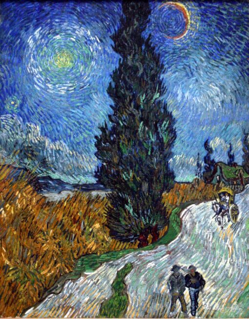 Rota com um cipreste e uma estrela – Van Gogh Reprodução de arte popular Master Apollon