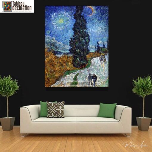 Rota com um cipreste e uma estrela – Van Gogh Reprodução de arte popular Master Apollon 3