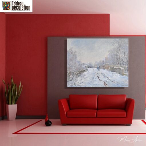 Rua sob a Neve, Argenteuil – Pintura Neve de Monet Claude Monet Master Apollon 7