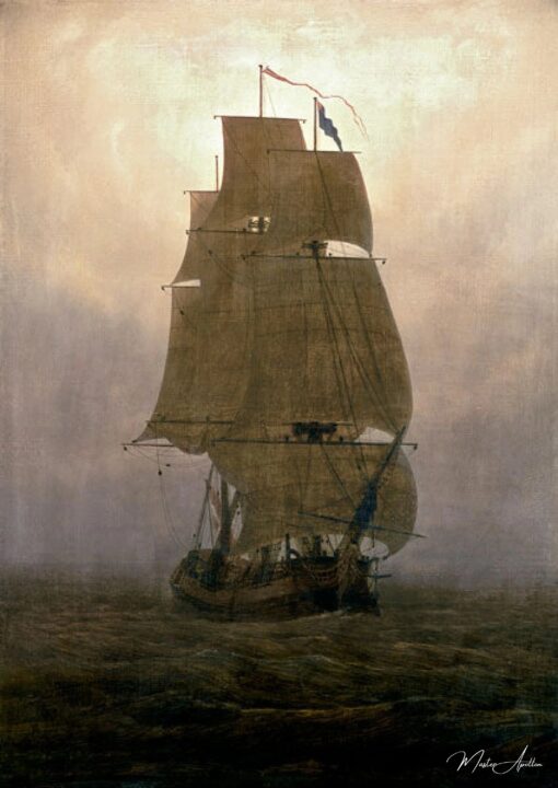 Navio à Vela na Névoa – Caspar David Friedrich Caspar David Friedrich Master Apollon