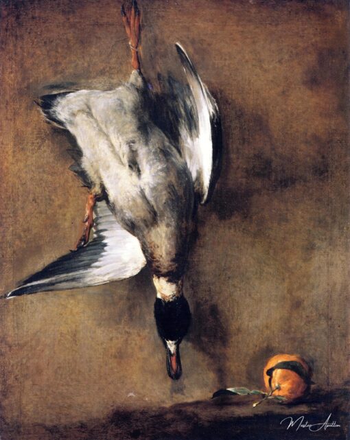 Um pato de pescoço verde com uma laranja de Sevilha – Jean Siméon Chardin Jean Siméon Chardin Master Apollon