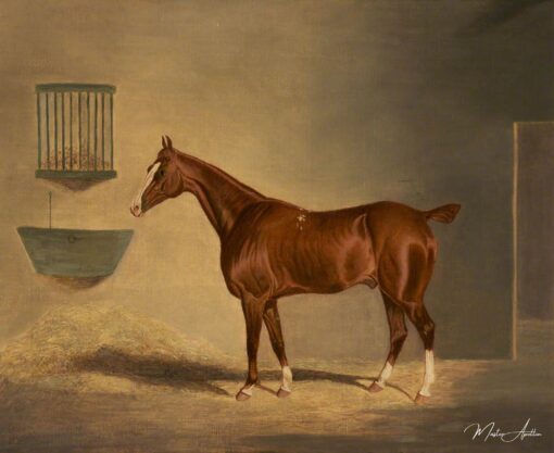 Um cavalo baio em um estábulo – John Frederick Herring Snr John Frederick Herring Sr Master Apollon