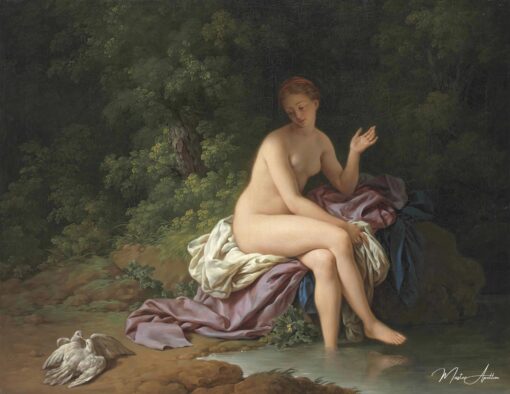 Uma dama se banhando à beira de um rio, com duas rolinhas – Louis Jean François Lagrenée Louis Jean François Lagrenée Master Apollon