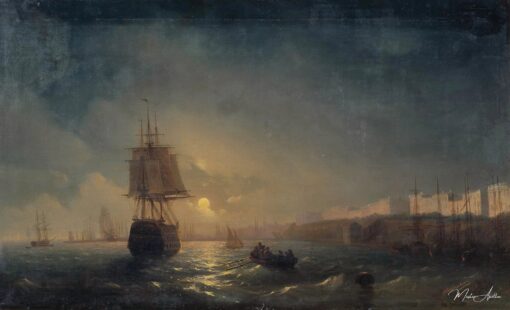 Vista de Odessa em uma noite de lua – Ivan Aïvazovski Ivan Konstantinovich Aivazóvski Master Apollon
