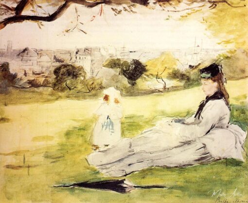 Mulher e Criança Sentadas em um Prado – Berthe Morisot Berthe Morisot Master Apollon